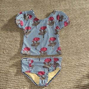 Pink Chicken Floral Striped Two Piece Bathing Suit